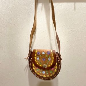 Small hand tooled-painted vintage bag